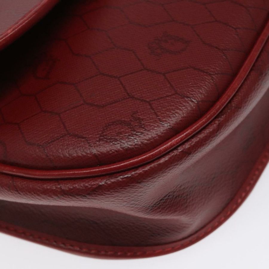 【日本直送】Christian Dior 蜂巢帆布肩背包 PVC 皮革 紅色金色 正品 EC300-14