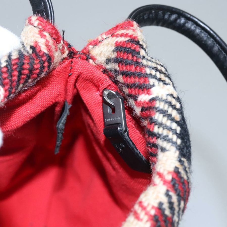 【日本直送】BURBERRY Nova 格紋手提包 羊毛 紅黑配色 正品 hk2273-18