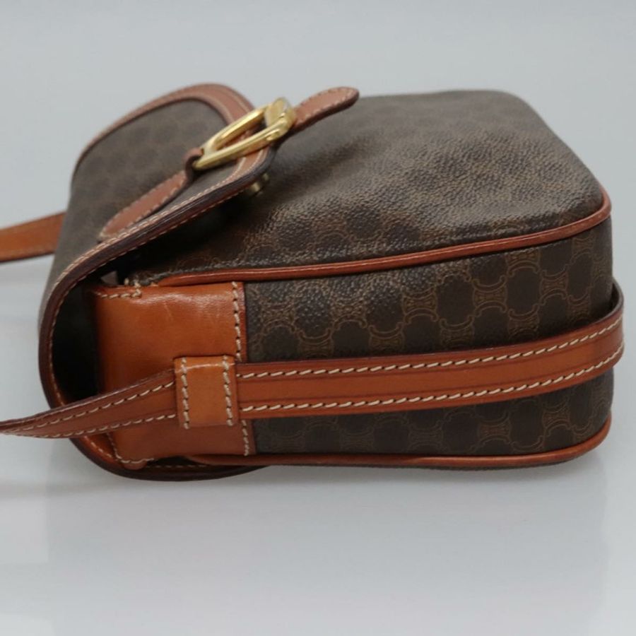 【日本直送】CELINE Macadam帆布肩背包 PVC皮革 棕色 金色 Auth mr1125-3