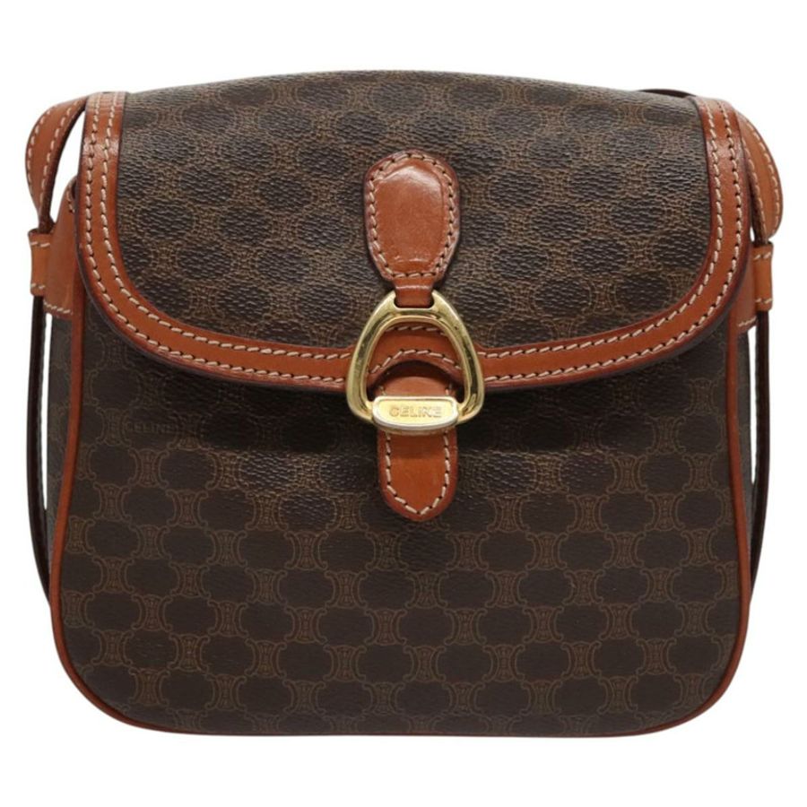 【日本直送】CELINE Macadam帆布肩背包 PVC皮革 棕色 金色 Auth mr1125-12