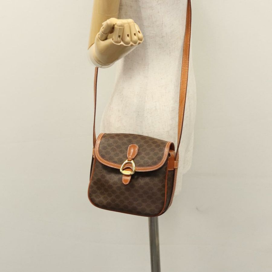 【日本直送】CELINE Macadam帆布肩背包 PVC皮革 棕色 金色 Auth mr1125-22