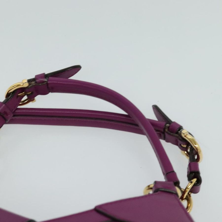 【日本直送】Salvatore Ferragamo Gancini 手提包 皮革 兩用 紫色 金飾 正品 IN020-7