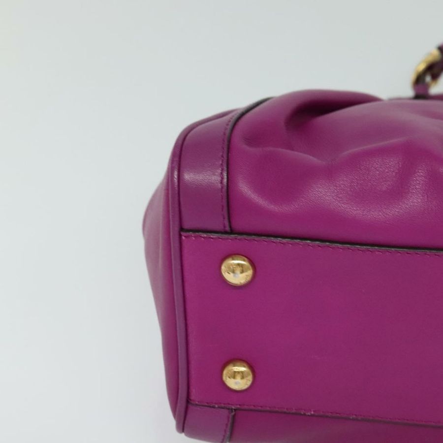 【日本直送】Salvatore Ferragamo Gancini 手提包 皮革 兩用 紫色 金飾 正品 IN020-8