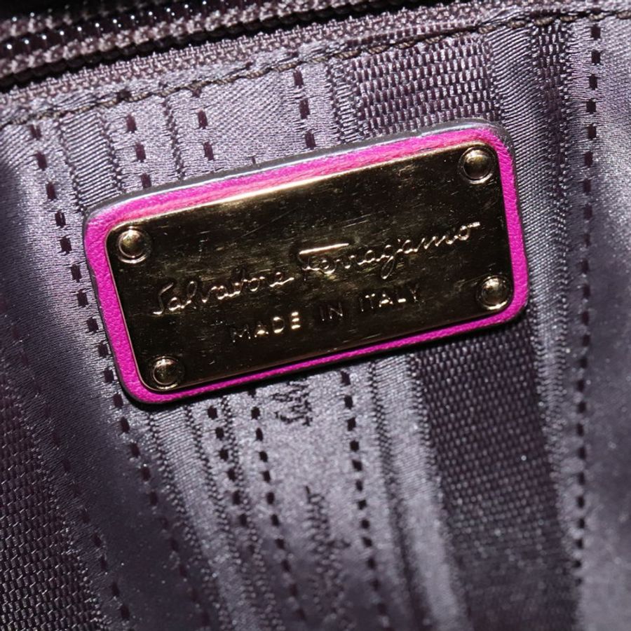 【日本直送】Salvatore Ferragamo Gancini 手提包 皮革 兩用 紫色 金飾 正品 IN020-17
