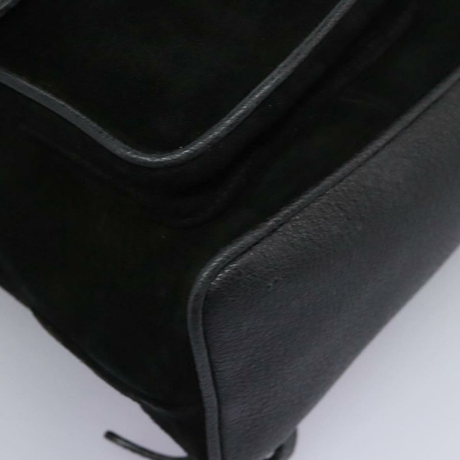 【日本直送】GUCCI 竹節雙肩包 絨面革 黑色 金色 003 58 0016 Auth nb144-15