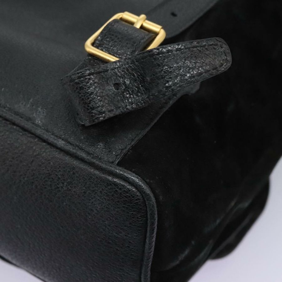 【日本直送】GUCCI 竹節雙肩包 絨面革 黑色 金色 003 58 0016 Auth nb144-18