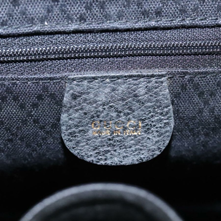 【日本直送】GUCCI 竹節雙肩包 絨面革 黑色 金色 003 58 0016 Auth nb144-24