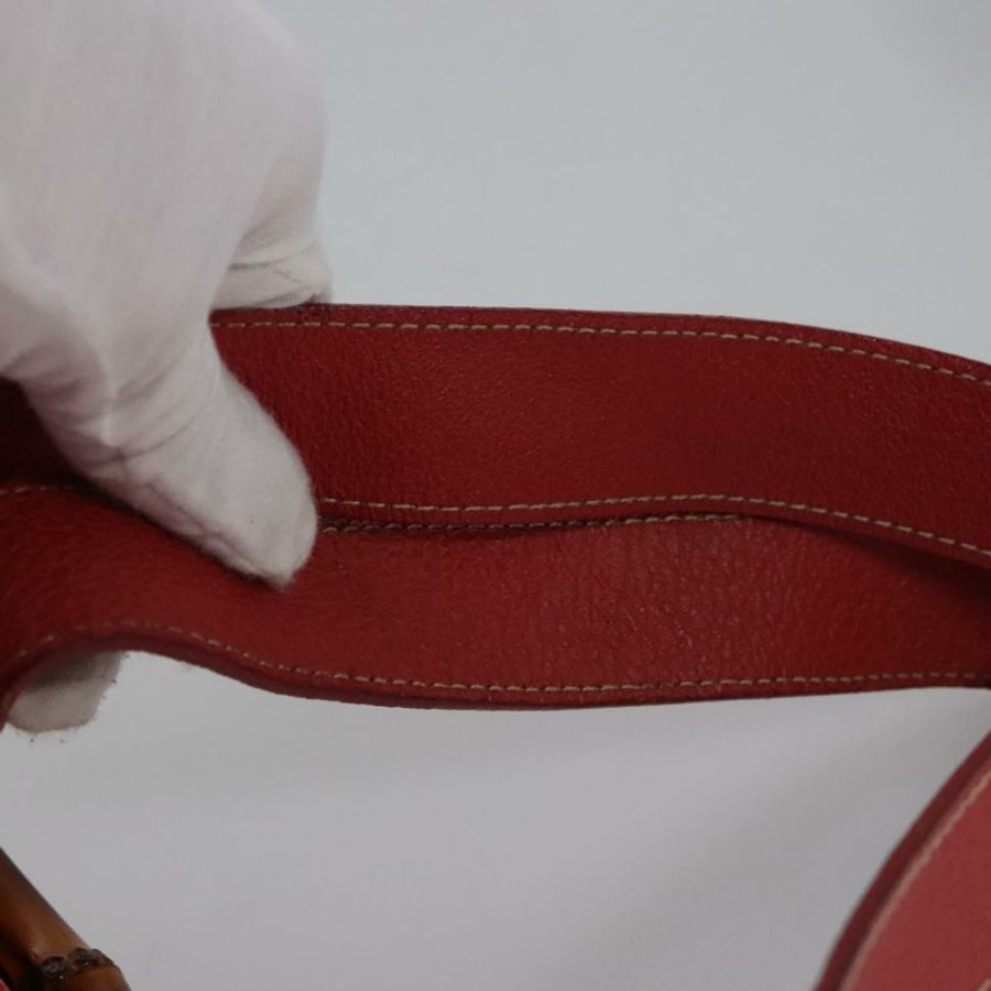 【日本直送】GUCCI 竹節雙肩包 絨面革 紅色 金色 003 2058 0016 Auth nb202-13
