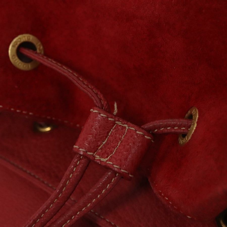 【日本直送】GUCCI 竹節雙肩包 絨面革 紅色 金色 003 2058 0016 Auth nb202-24
