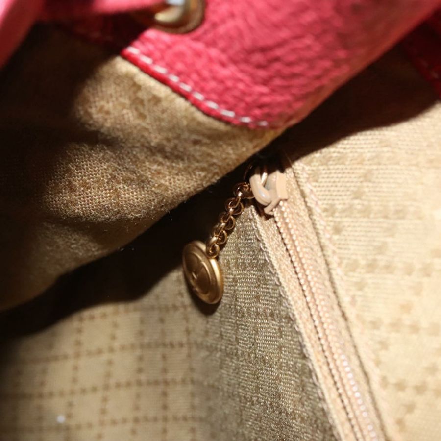 【日本直送】GUCCI 竹節雙肩包 絨面革 紅色 金色 003 2058 0016 Auth nb202-28