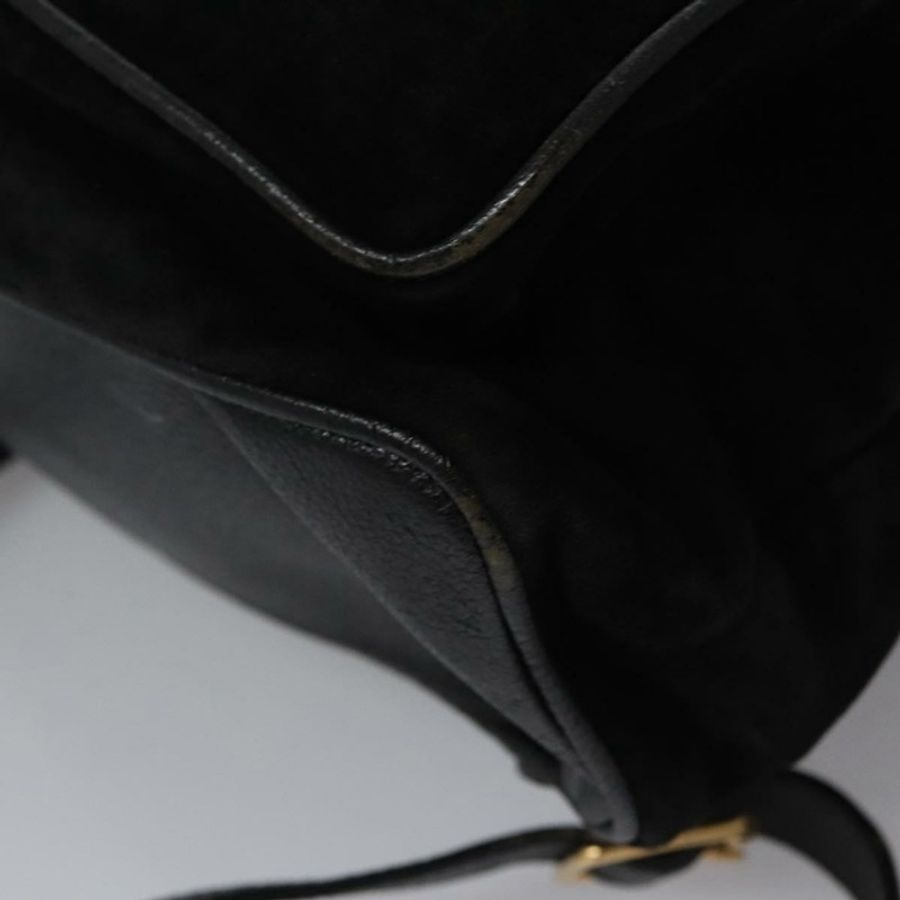 【日本直送】GUCCI 竹節雙肩包 絨面革 黑色 金色 003 58 0016 Auth nb007-16