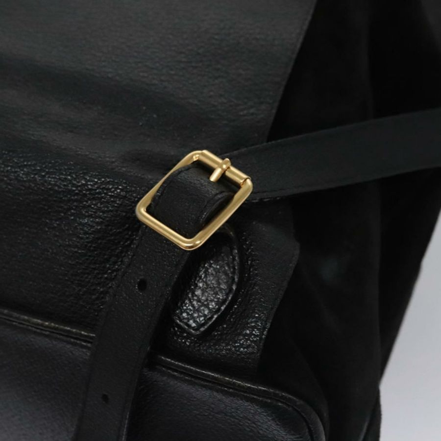 【日本直送】GUCCI 竹節雙肩包 絨面革 黑色 金色 003 58 0016 Auth nb007-19