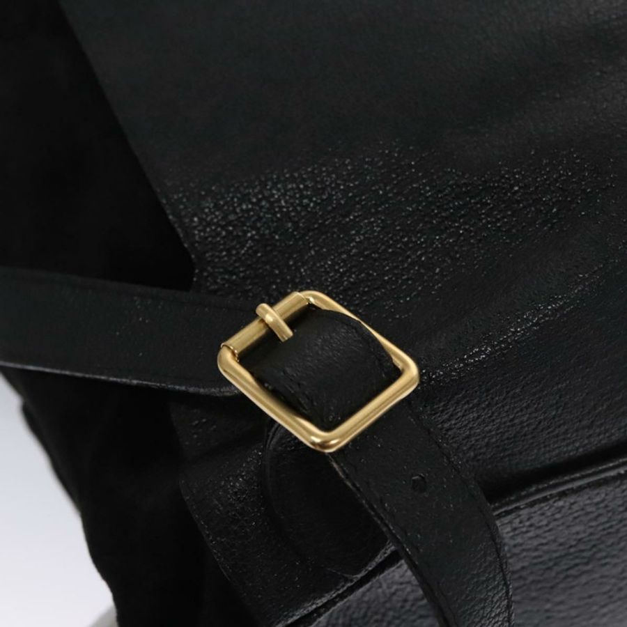 【日本直送】GUCCI 竹節雙肩包 絨面革 黑色 金色 003 58 0016 Auth nb007-20