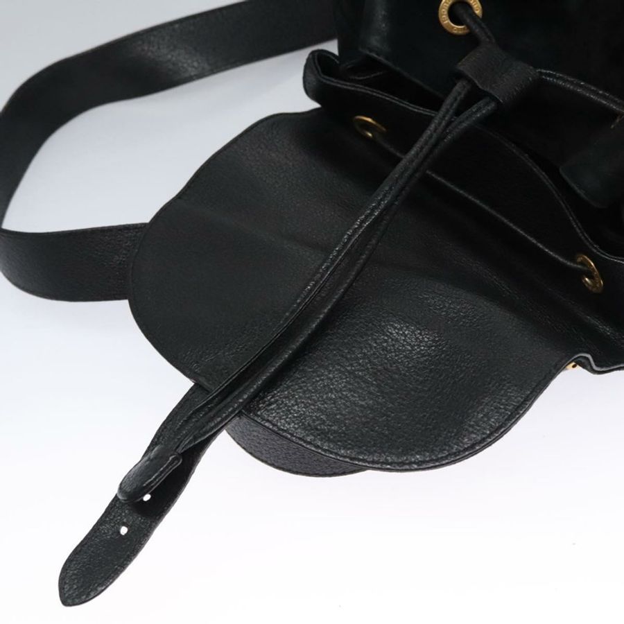 【日本直送】GUCCI 竹節雙肩包 絨面革 黑色 金色 003 58 0016 Auth nb007-24