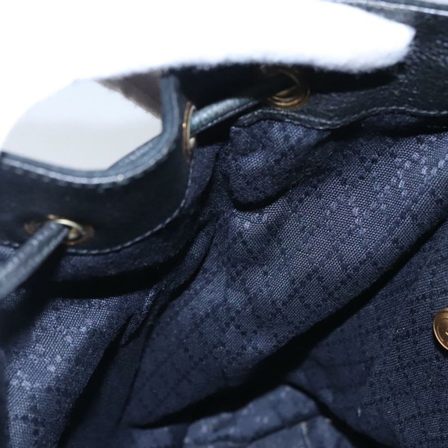 【日本直送】GUCCI 竹節雙肩包 絨面革 黑色 金色 003 58 0016 Auth nb007-28