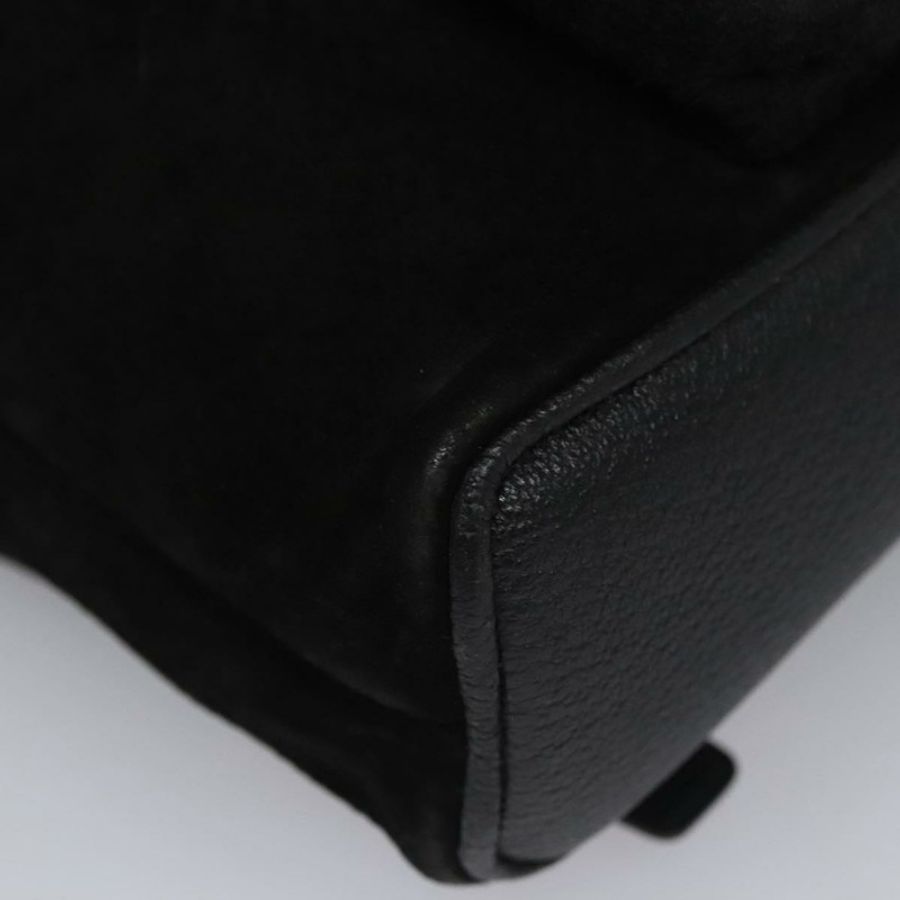 【日本直送】GUCCI 竹節雙肩包 絨面革 黑色 金色 003 1705 0030 Auth nb031-16