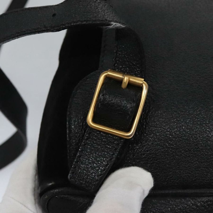 【日本直送】GUCCI 竹節雙肩包 絨面革 黑色 金色 003 1705 0030 Auth nb031-21