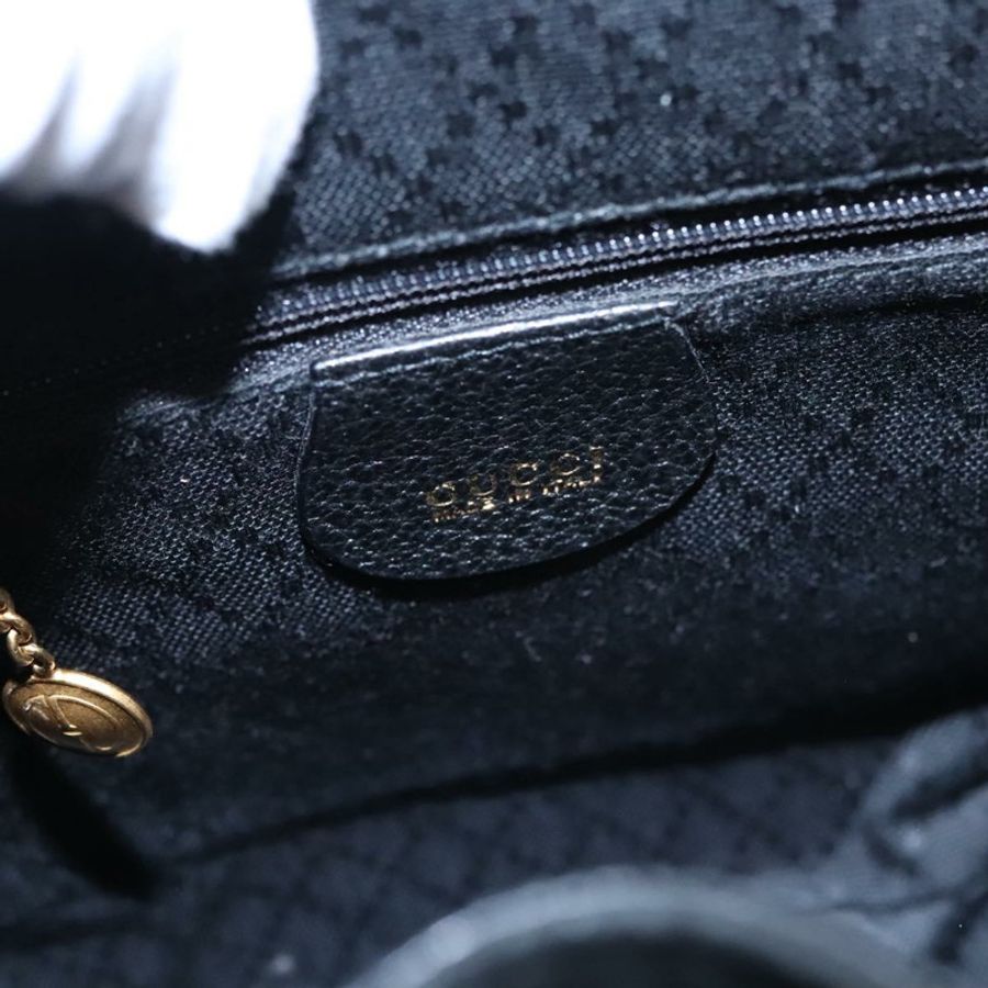 【日本直送】GUCCI 竹節雙肩包 絨面革 黑色 金色 003 1705 0030 Auth nb031-26