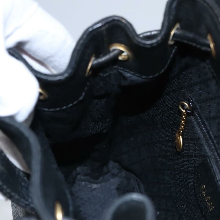 【日本直送】GUCCI 竹節雙肩包 絨面革 黑色 金色 003 1705 0030 Auth nb031-28