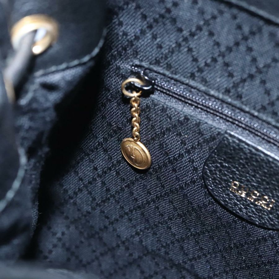 【日本直送】GUCCI 竹節雙肩包 絨面革 黑色 金色 003 1705 0030 Auth nb031-29