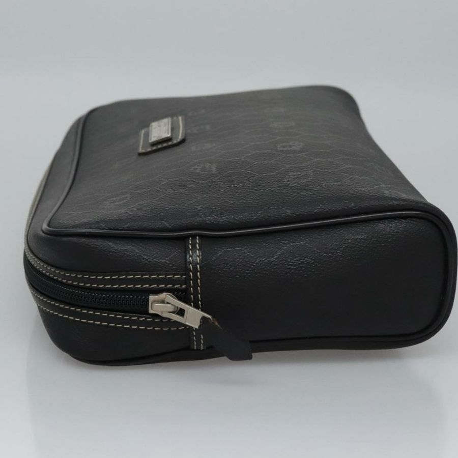 【日本直送】Christian Dior 蜂巢帆布手拿包 PVC 皮革 黑色 銀色 正品 ti2892-3