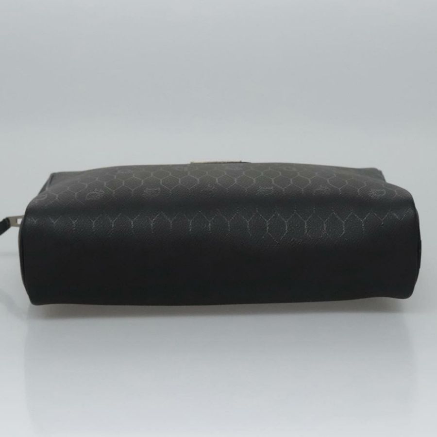 【日本直送】Christian Dior 蜂巢帆布手拿包 PVC 皮革 黑色 銀色 正品 ti2892-5