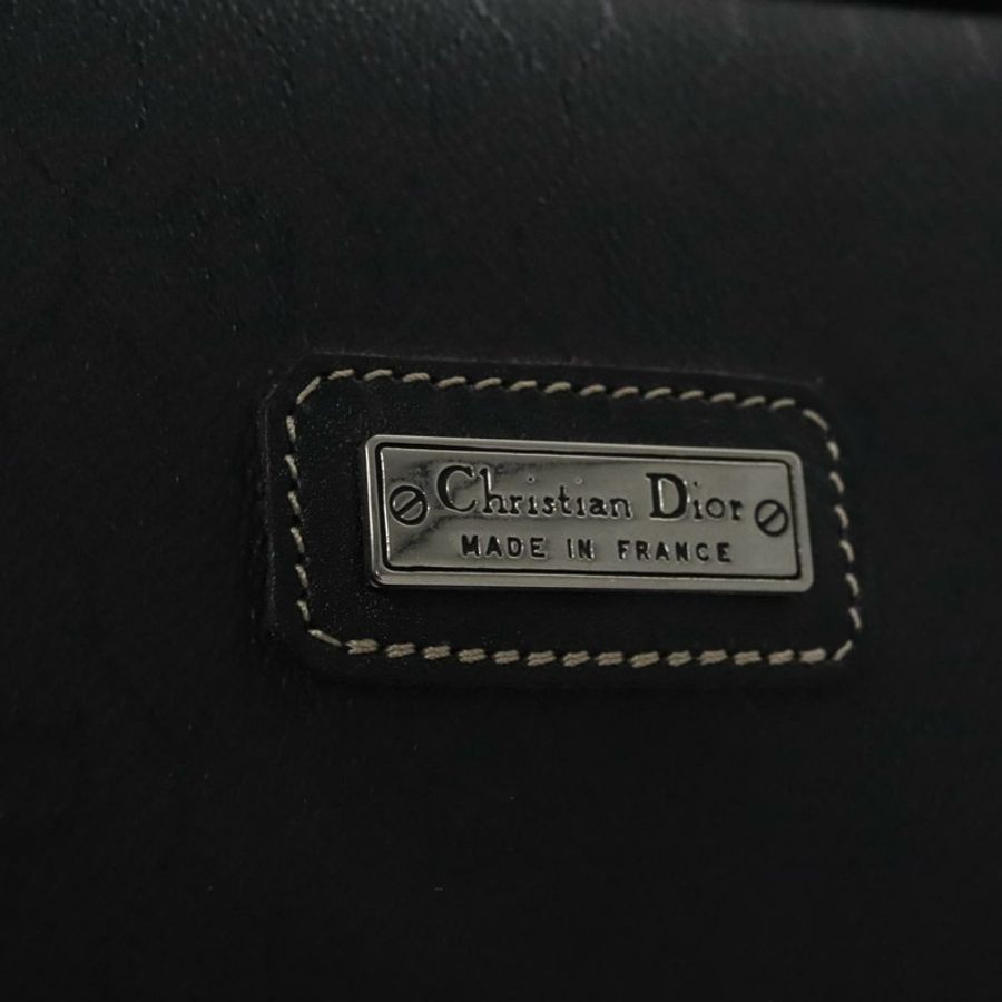 【日本直送】Christian Dior 蜂巢帆布手拿包 PVC 皮革 黑色 銀色 正品 ti2892-8