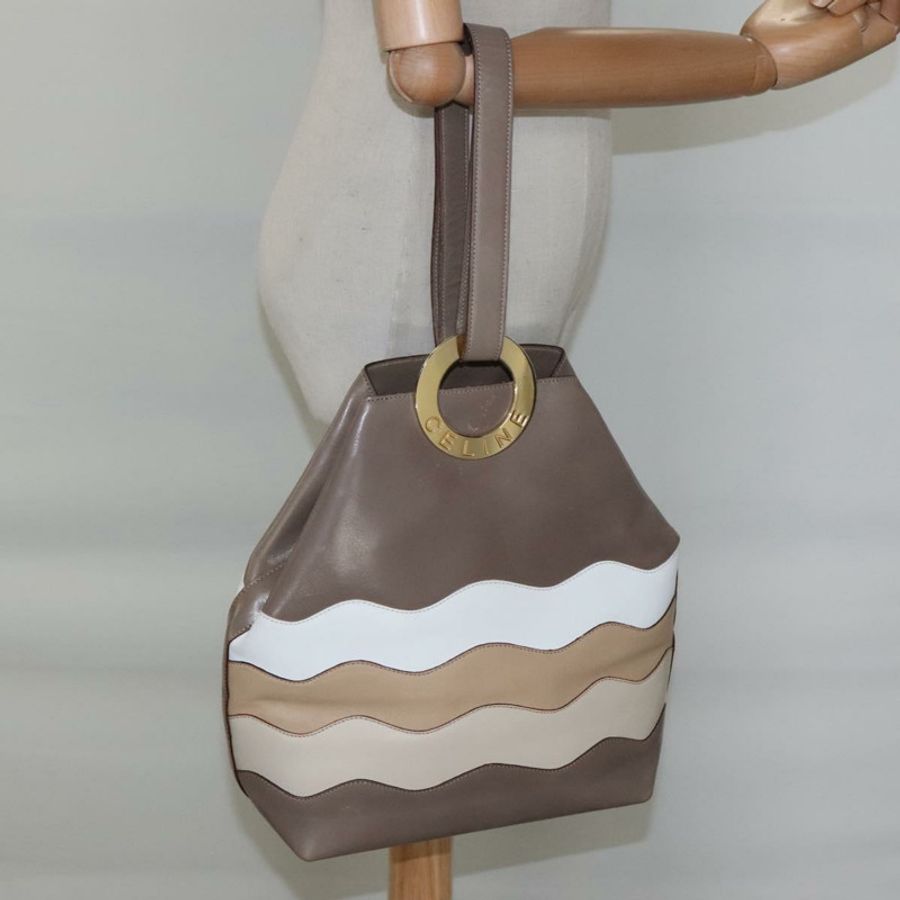 【日本直送】CELINE 棕色金色皮革肩背包,正品 EC529-20