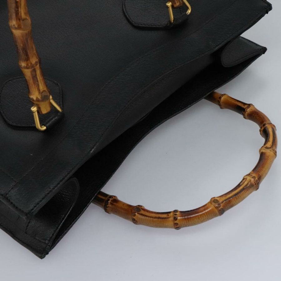 【日本直送】GUCCI 竹節手提包 皮革 黑色 金色 002 1095 0260 正品 ep7975-5