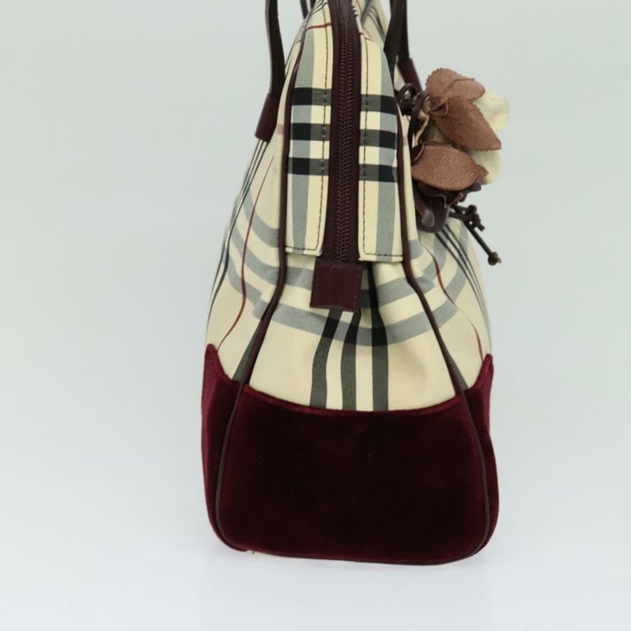 【日本直送】BURBERRY Nova 格紋手提包 尼龍 米色 銀色 正品 BD724-2