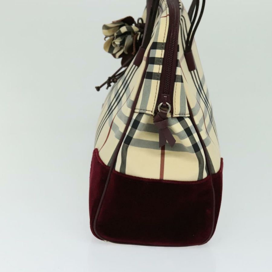 【日本直送】BURBERRY Nova 格紋手提包 尼龍 米色 銀色 正品 BD724-3