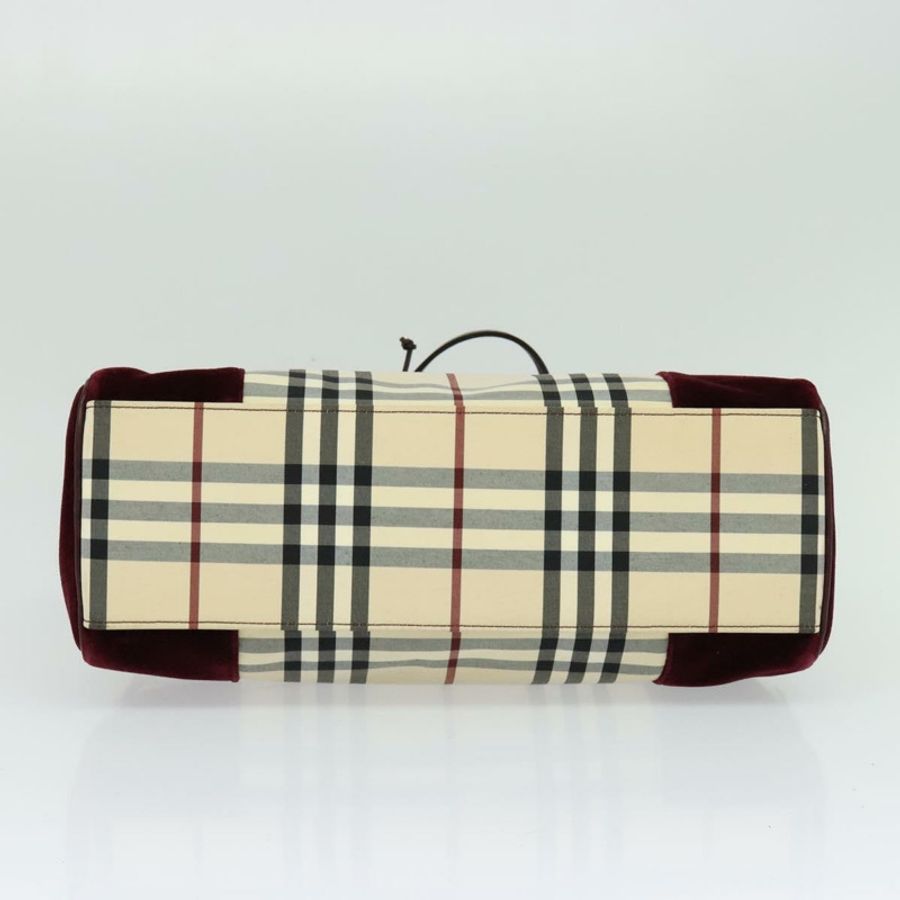 【日本直送】BURBERRY Nova 格紋手提包 尼龍 米色 銀色 正品 BD724-4