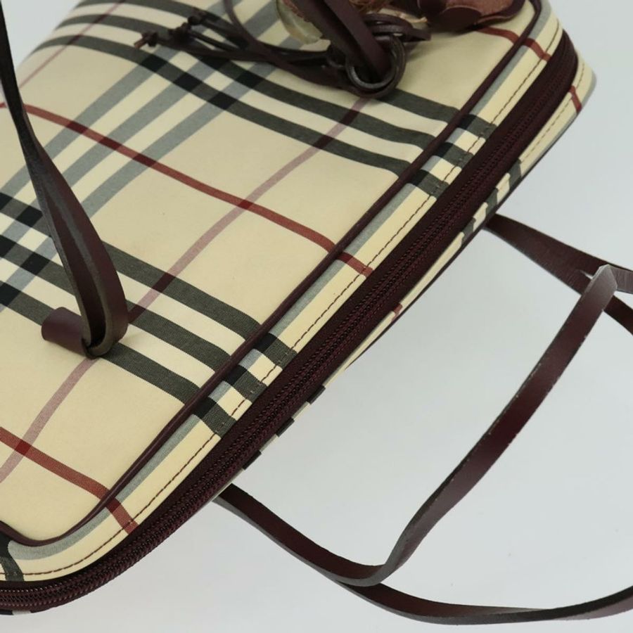 【日本直送】BURBERRY Nova 格紋手提包 尼龍 米色 銀色 正品 BD724-5