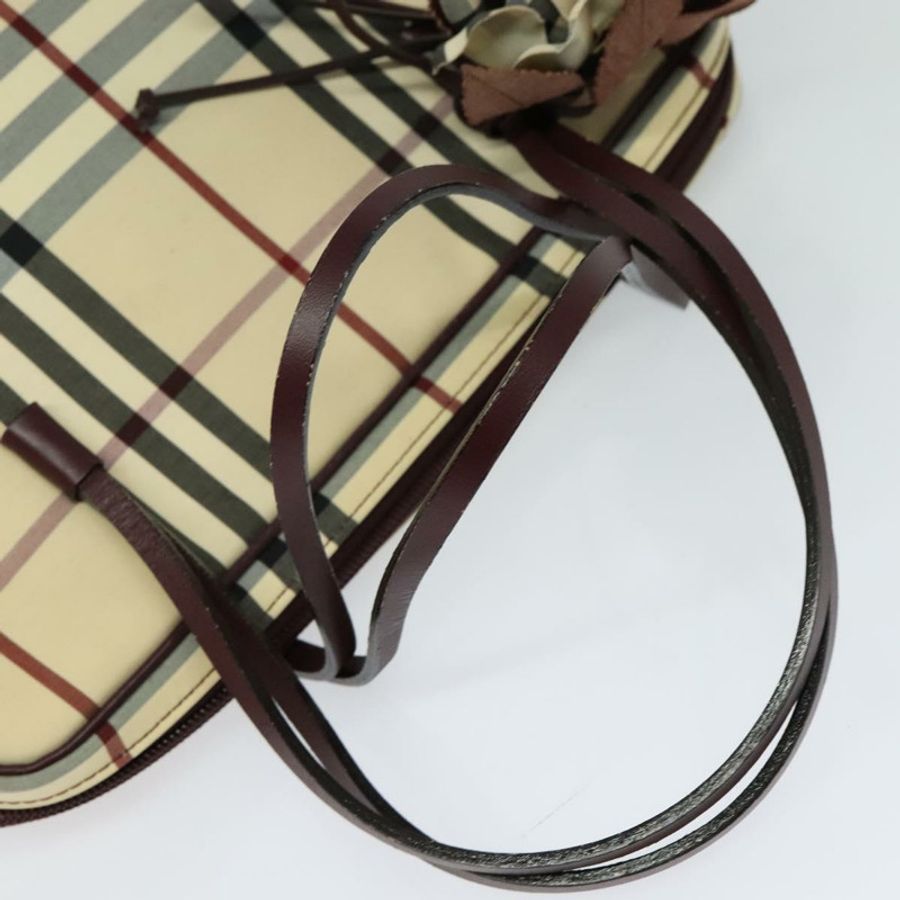 【日本直送】BURBERRY Nova 格紋手提包 尼龍 米色 銀色 正品 BD724-6