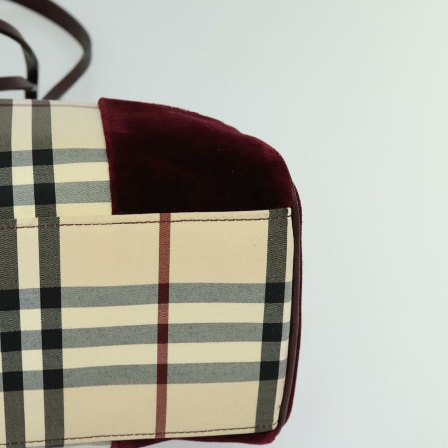 【日本直送】BURBERRY Nova 格紋手提包 尼龍 米色 銀色 正品 BD724-13