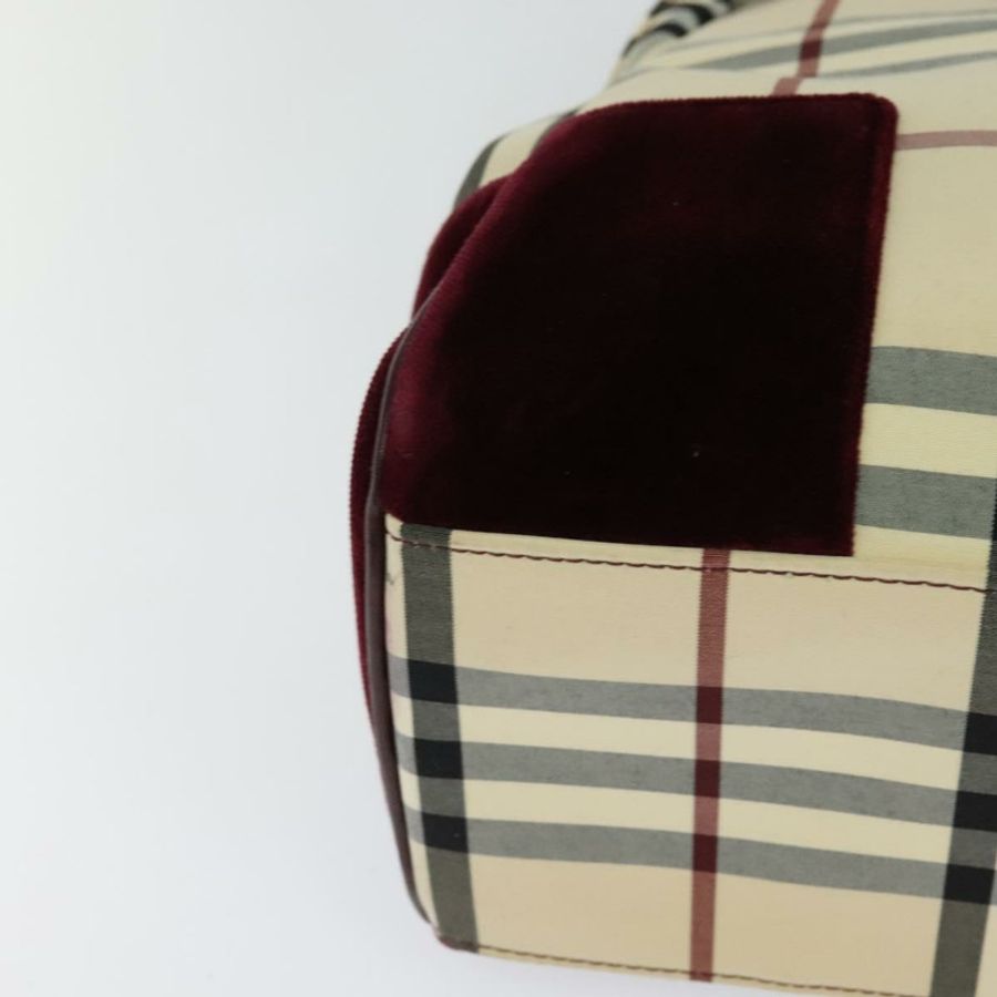【日本直送】BURBERRY Nova 格紋手提包 尼龍 米色 銀色 正品 BD724-14