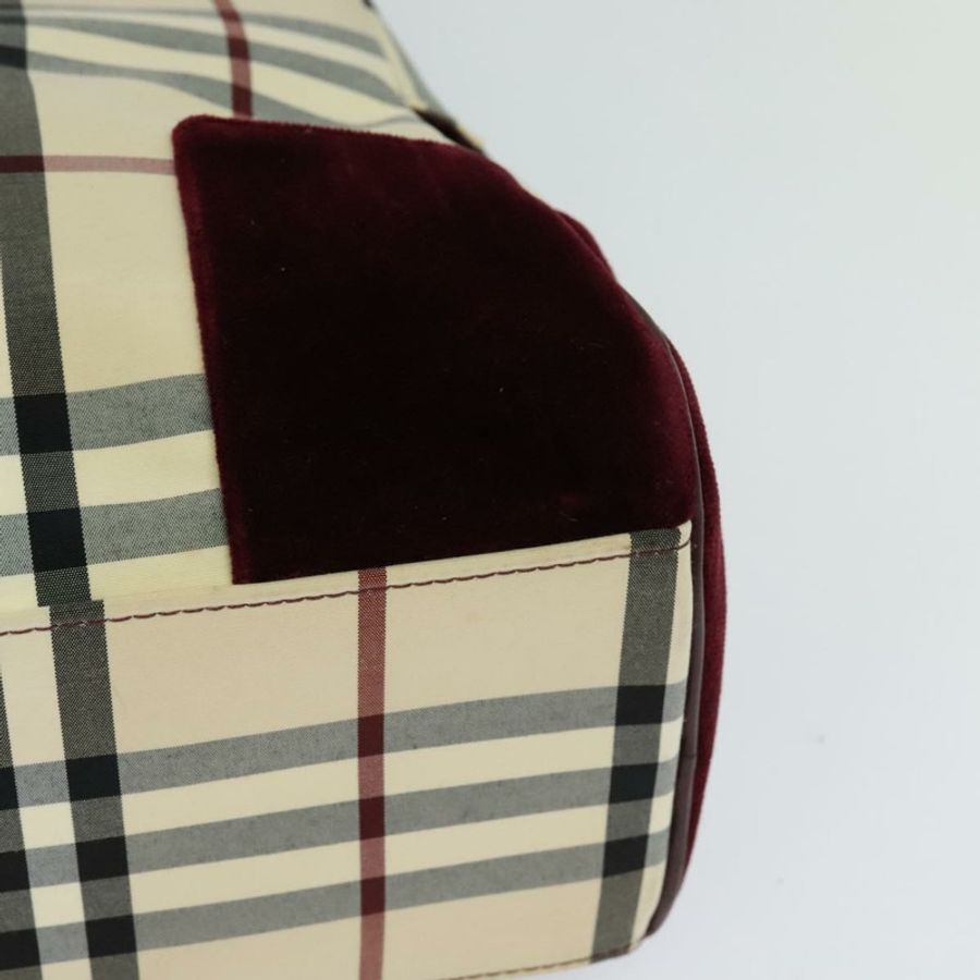 【日本直送】BURBERRY Nova 格紋手提包 尼龍 米色 銀色 正品 BD724-15