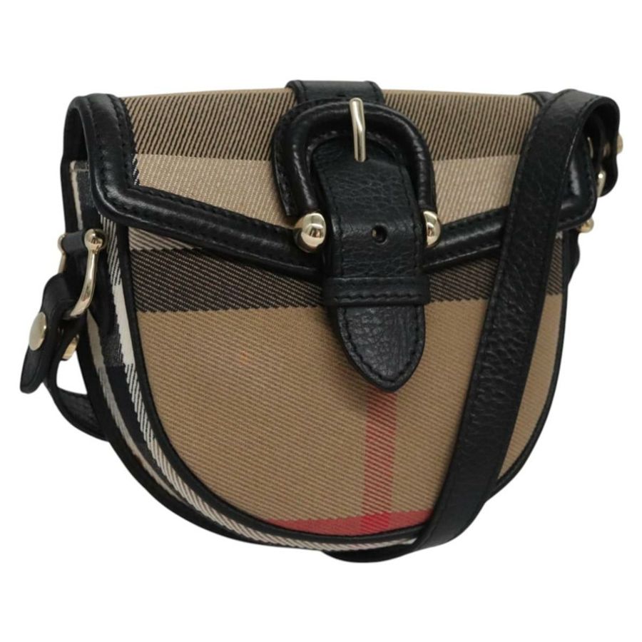 【日本直送】BURBERRY Nova 格紋單肩包帆布皮革米色黑色金色正品 BA620-0