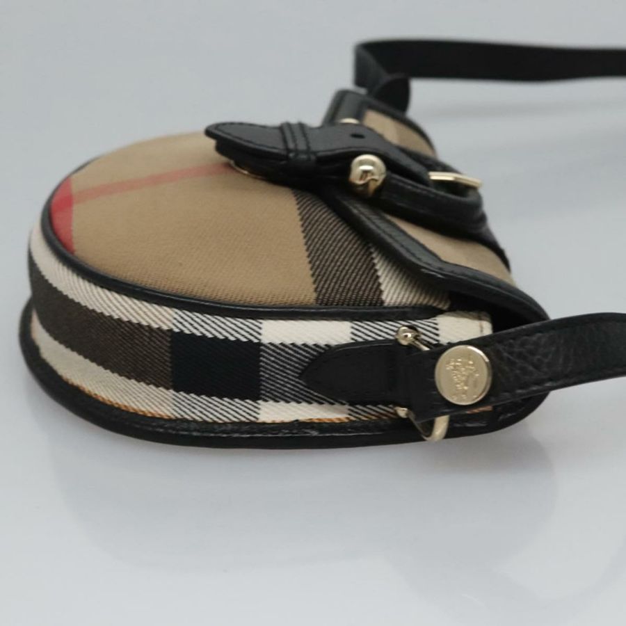 【日本直送】BURBERRY Nova 格紋單肩包帆布皮革米色黑色金色正品 BA620-2