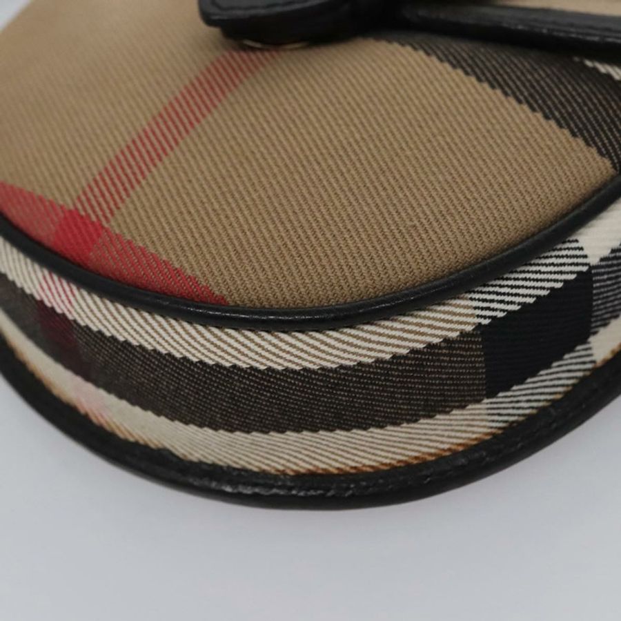 【日本直送】BURBERRY Nova 格紋單肩包帆布皮革米色黑色金色正品 BA620-13