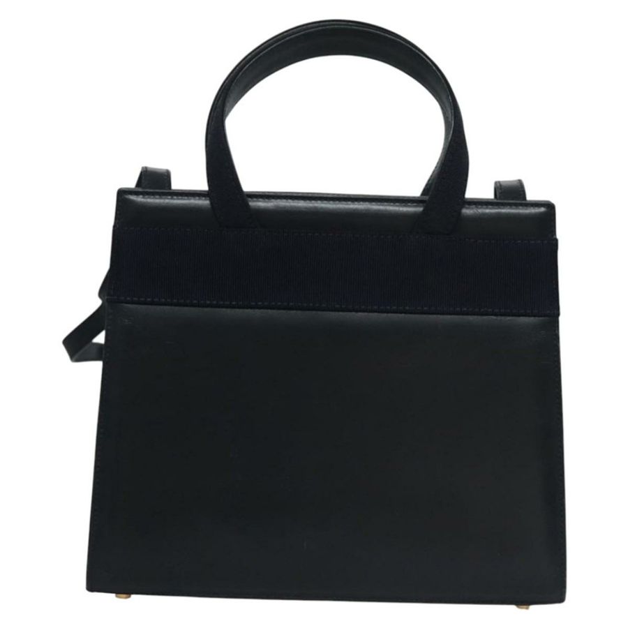 【日本直送】Salvatore Ferragamo Vala 手提包 皮革 2way Navy Gold Auth BA817-1