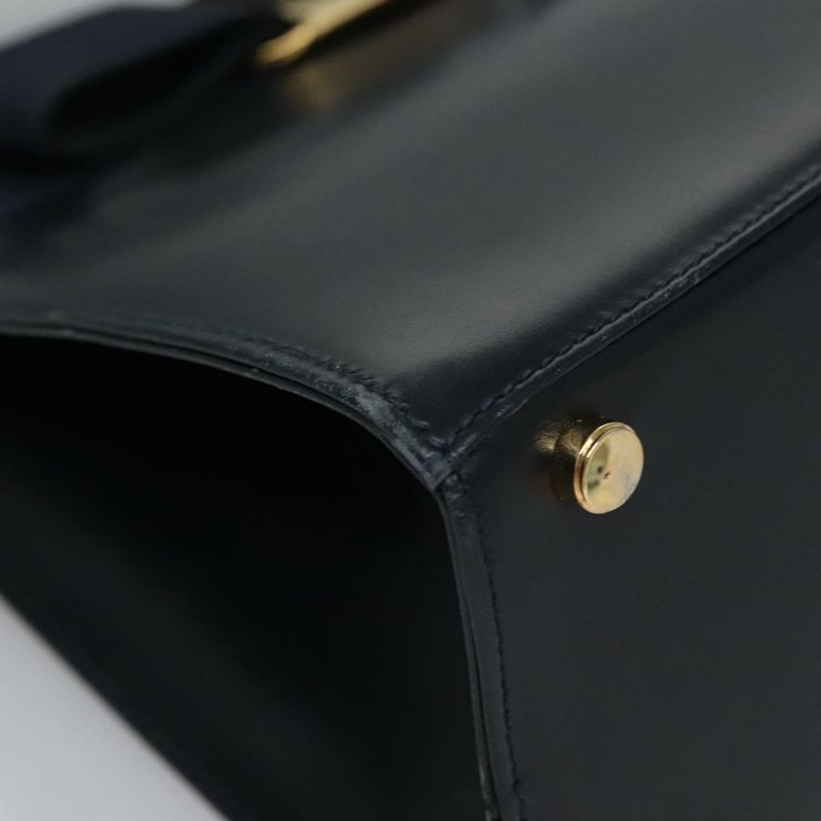 【日本直送】Salvatore Ferragamo Vala 手提包 皮革 2way Navy Gold Auth BA817-8