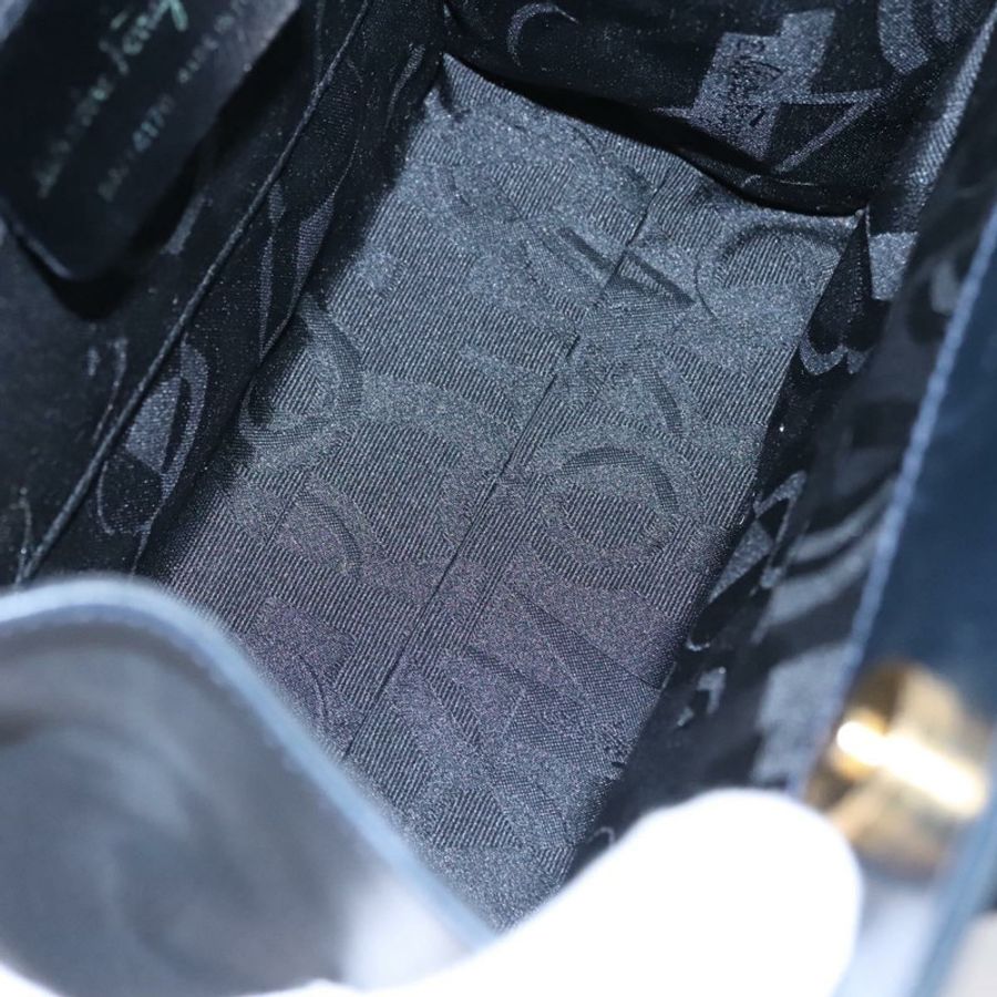 【日本直送】Salvatore Ferragamo Vala 手提包 皮革 2way Navy Gold Auth BA817-10