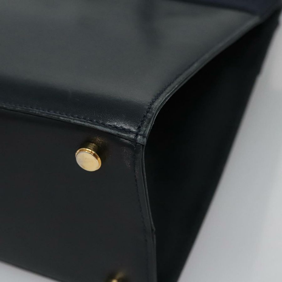 【日本直送】Salvatore Ferragamo Vala 手提包 皮革 2way Navy Gold Auth BA817-17