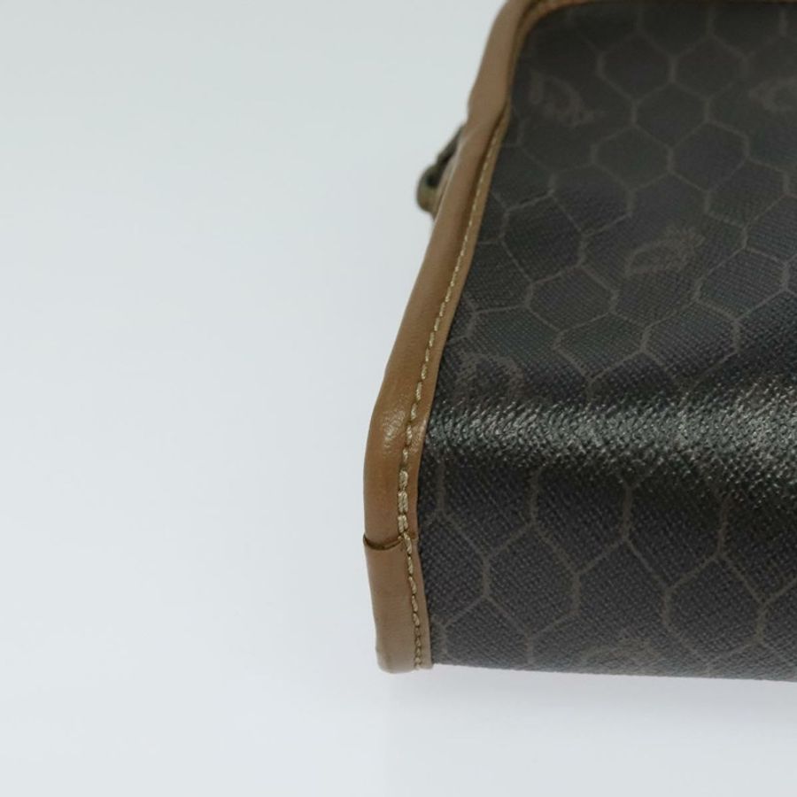 【日本直送】Christian Dior 蜂巢帆布手拿包 PVC 皮革 黑色 正品 bs23663-6