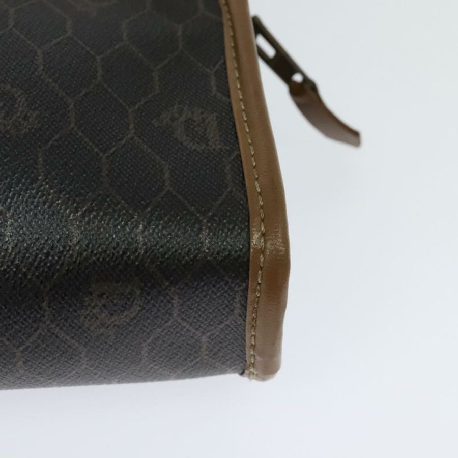 【日本直送】Christian Dior 蜂巢帆布手拿包 PVC 皮革 黑色 正品 bs23663-15