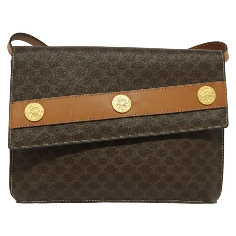 【日本直送】CELINE Macadam帆布零皮夾 PVC皮革 棕色 金色 正品 EC933-12