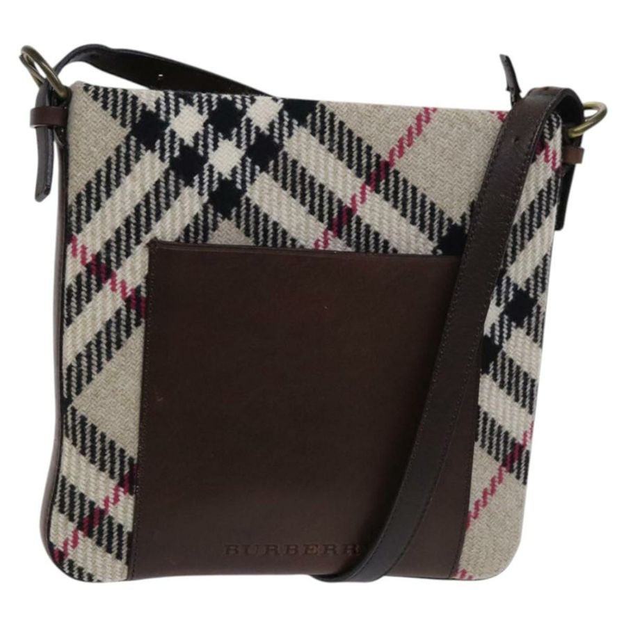 【日本直送】BURBERRY Nova 格紋單肩包 羊毛 米色 正品 EC948-0