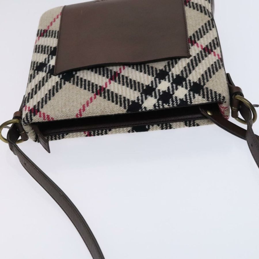【日本直送】BURBERRY Nova 格紋單肩包 羊毛 米色 正品 EC948-5