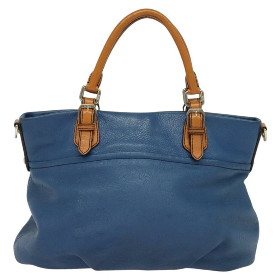 【日本直送】MCM Vicetos Logogram 手提包 皮革 2way 藍色棕色 正品 MY353-1